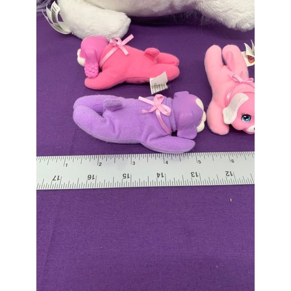 Puppy Surprise White Puppy Purple Accent Sparkly PS Pink Collar Bow Tail Three B - Picture 11 of 13